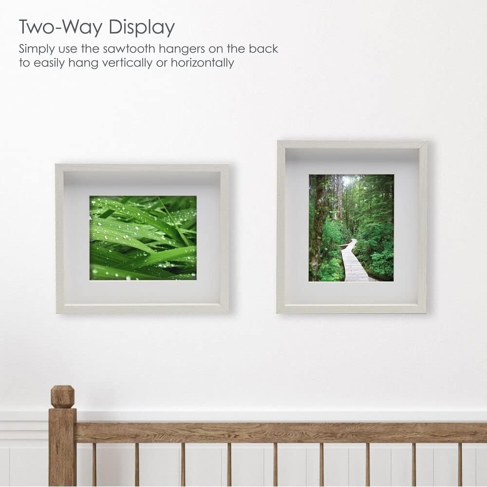 Mikasa 13×1.6×15 Inch Wood Gallery Portrait Frame, Displays one 12×14 Photo Without Mat or 8×10 Photo With Mat, Gold(White)