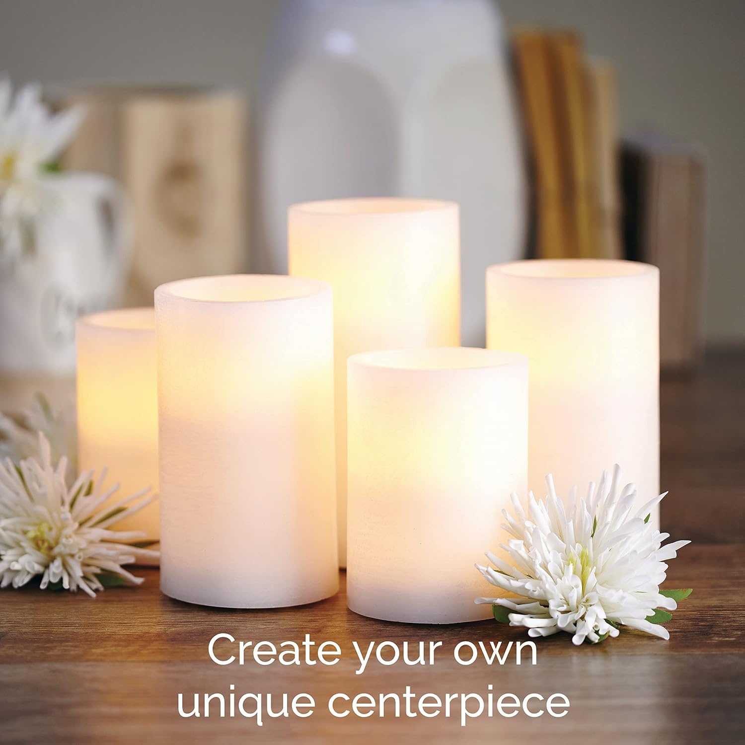 Mikasa Real Wax Flat Top Flameless Candles, Exquisite White Battery Candles for Wedding, Christmas Decorations, and Everyday, 3×6 Inch - view 3