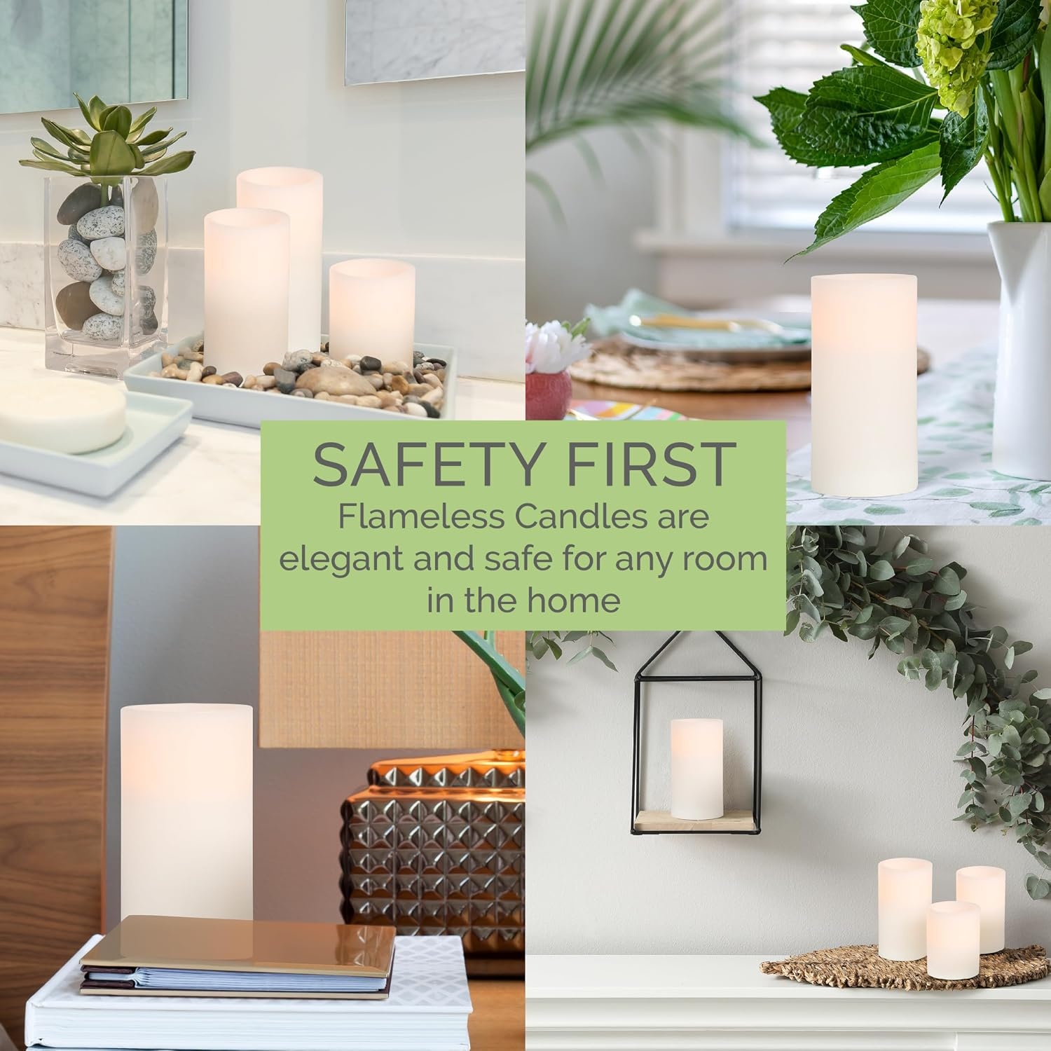 Mikasa Real Wax Flat Top Flameless Candles, Exquisite White Battery Candles for Wedding, Christmas Decorations, and Everyday, 3×6 Inch - view 5