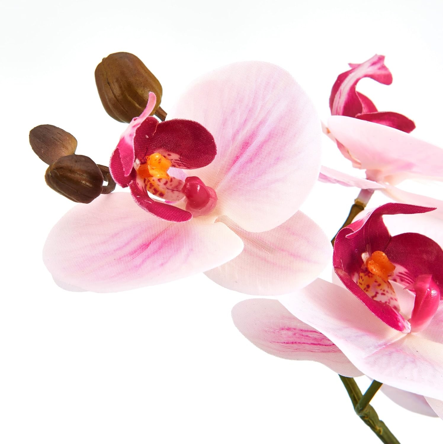 Mikasa Artificial Real Touch Phalaenopsis Orchid Flower in Pot, Faux Floral Décor for Wedding, Home, Office, Party, Hotel, Salon, 15-Inch, White Pink(Pink Water Color)
