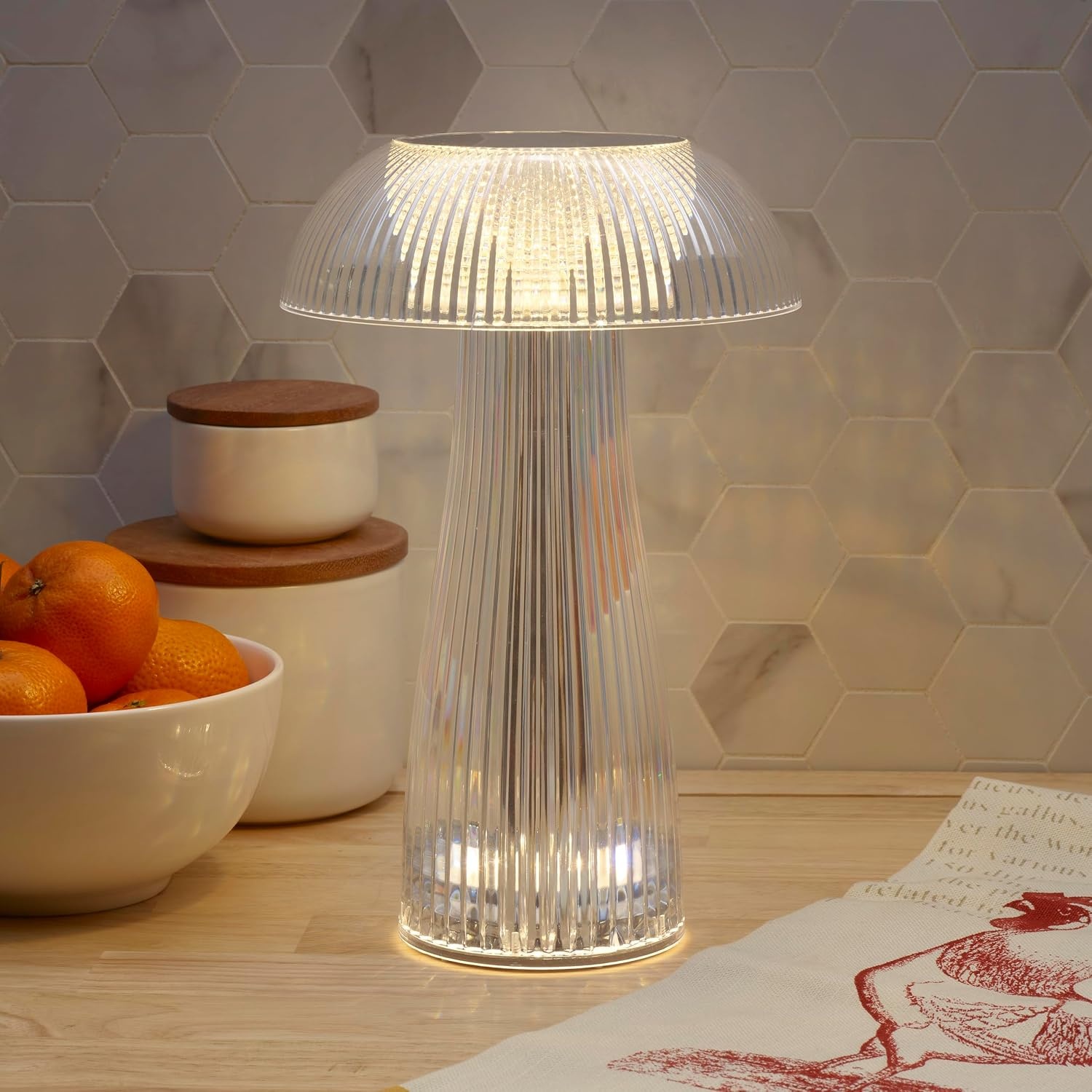 Mikasa Elements 8 Inch Mushroom Acrylic LED Rechargeable Table Lamp – Cordless Touch Dimmer, 3 Color Modes, USB-C Charging, Portable Desk Lamp for Living Room, Bedroom, Dining Area(10 Inch) - view 5