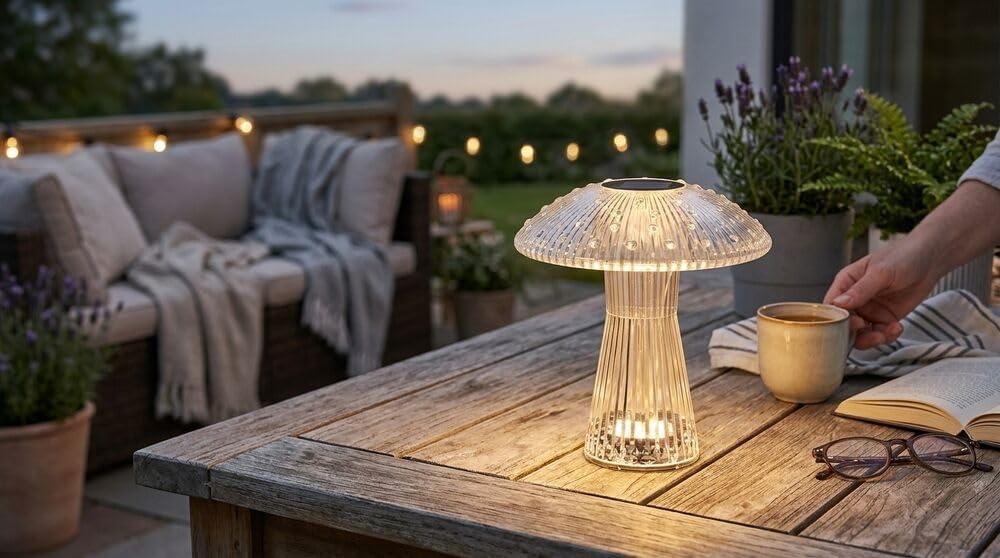 Mikasa Elements 8 Inch Mushroom Acrylic LED Rechargeable Table Lamp – Cordless Touch Dimmer, 3 Color Modes, USB-C Charging, Portable Desk Lamp for Living Room, Bedroom, Dining Area(8 Inch) - view 5