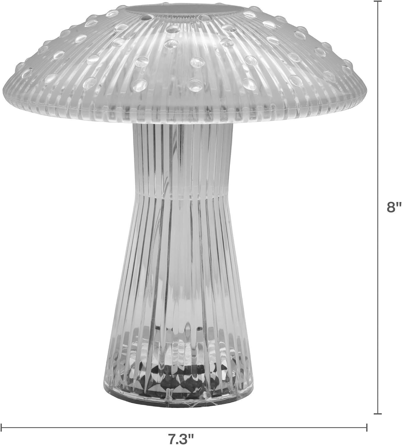 Mikasa Elements 8 Inch Mushroom Acrylic LED Rechargeable Table Lamp – Cordless Touch Dimmer, 3 Color Modes, USB-C Charging, Portable Desk Lamp for Living Room, Bedroom, Dining Area(8 Inch) - view 7