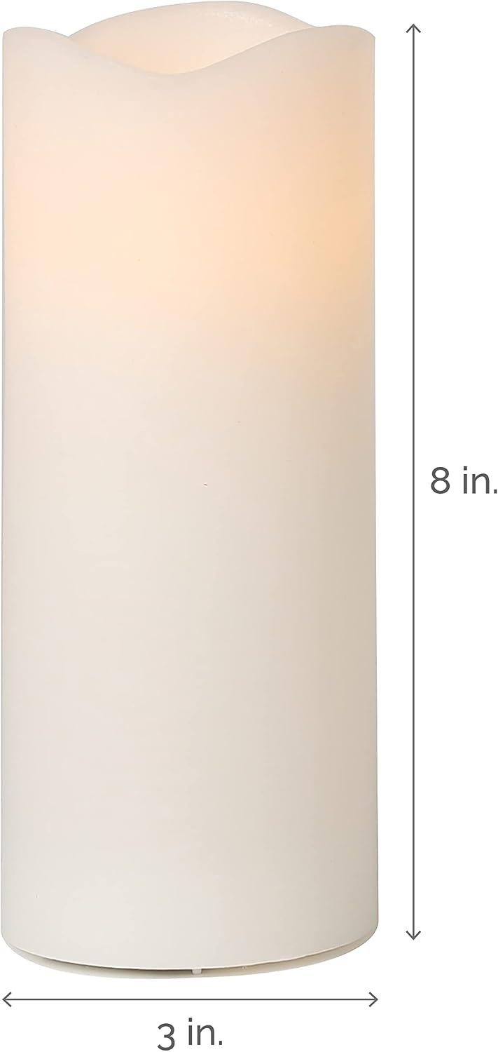 Mikasa Real Wax Wavy Top Flameless Candles, Exquisite White Battery Candles for Wedding, Christmas Decorations, and Everyday, 3×8 Inch(3×8)