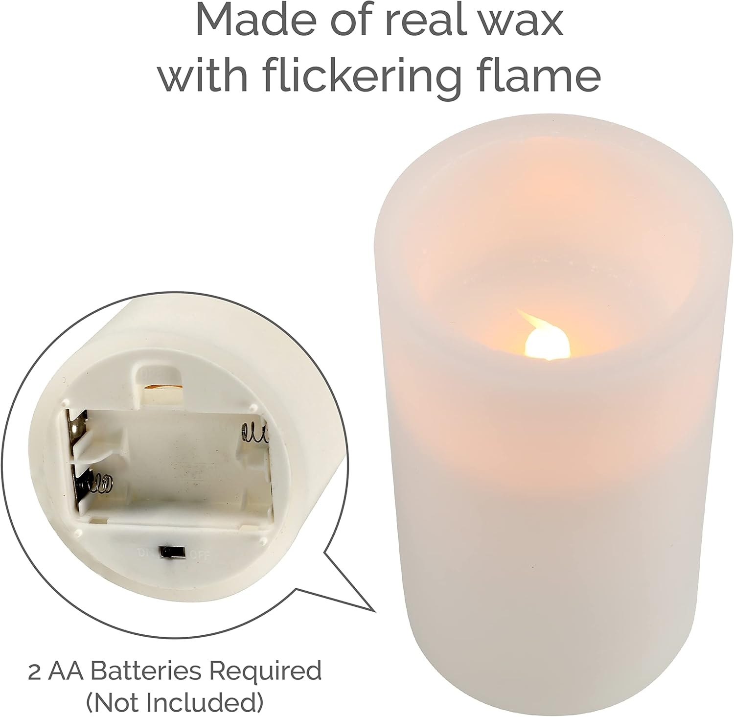 Mikasa Real Wax Wavy Top Flameless Candles, Exquisite White Battery Candles for Wedding, Christmas Decorations, and Everyday, 3×8 Inch(3×8) - view 2