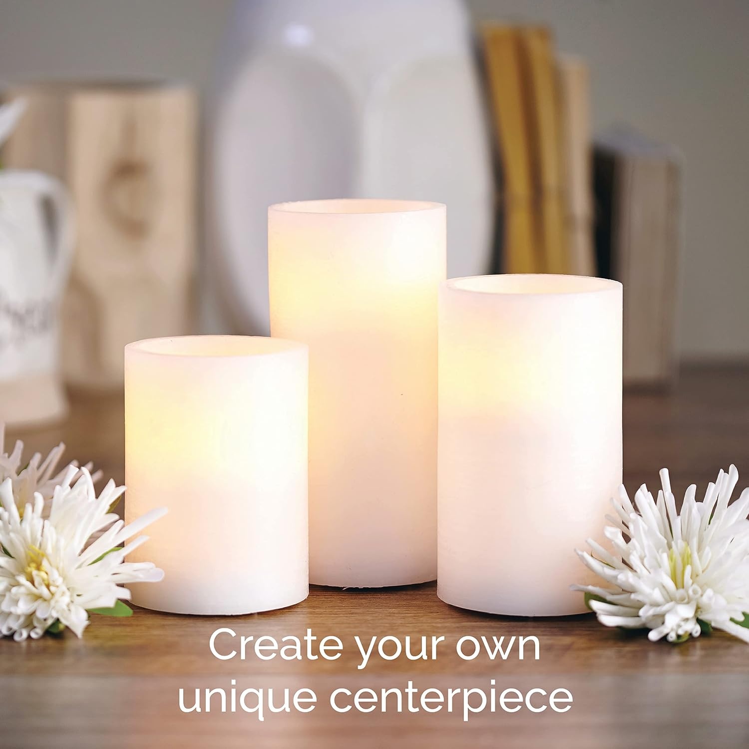 Mikasa Real Wax Wavy Top Flameless Candles, Exquisite White Battery Candles for Wedding, Christmas Decorations, and Everyday, 3×8 Inch(3×8) - view 3