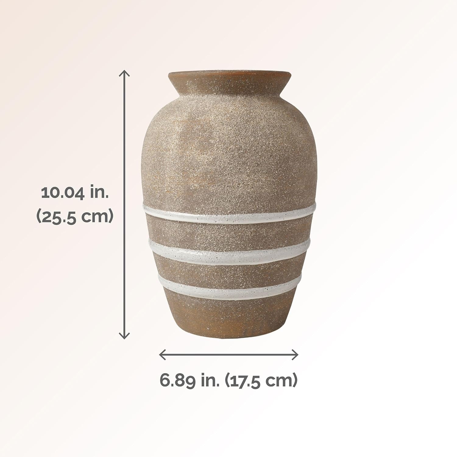 Mikasa Textured Stripe Ceramic Vase, 6.89×6.89×10.04(Multicolored)