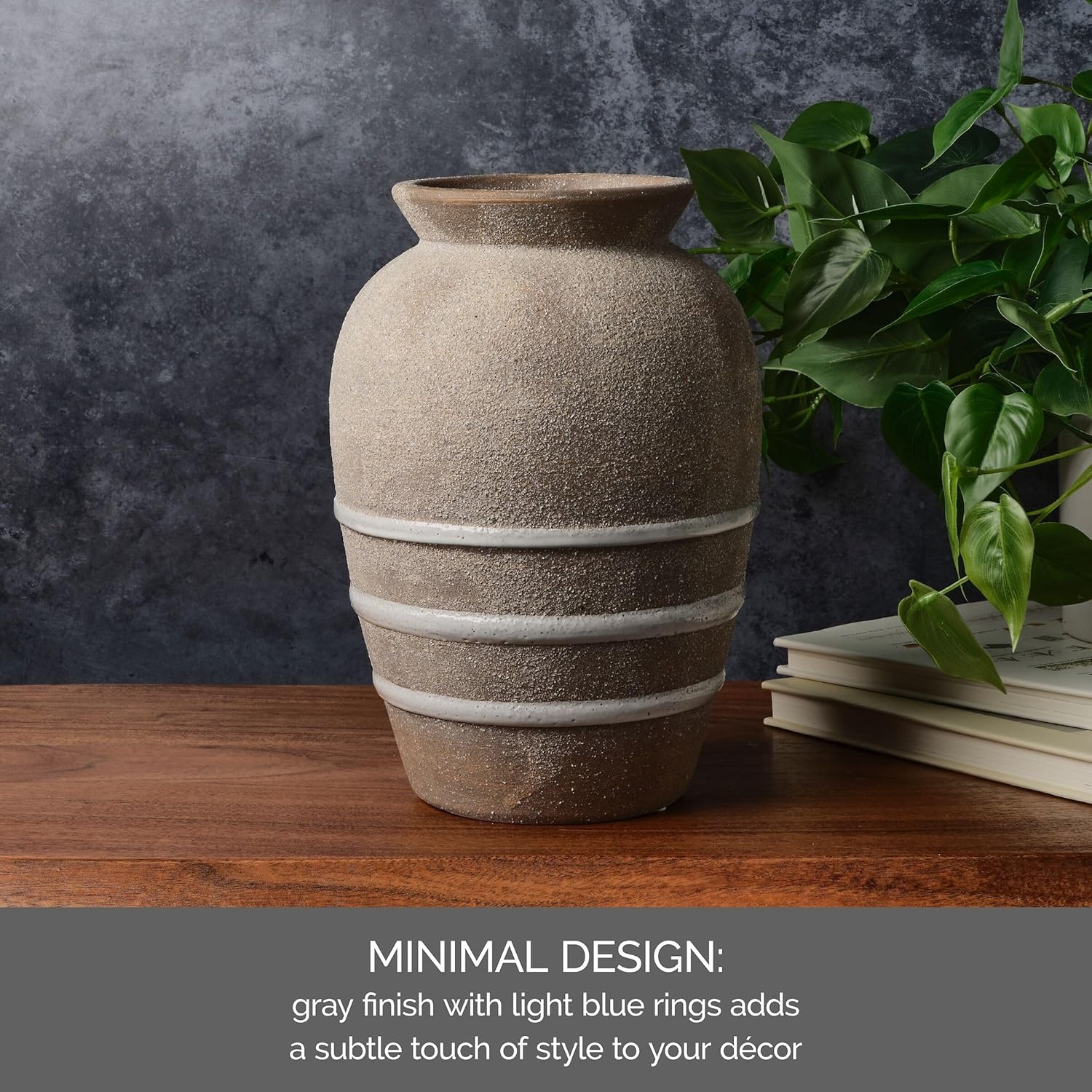 Mikasa Textured Stripe Ceramic Vase, 6.89×6.89×10.04(Multicolored) - view 2