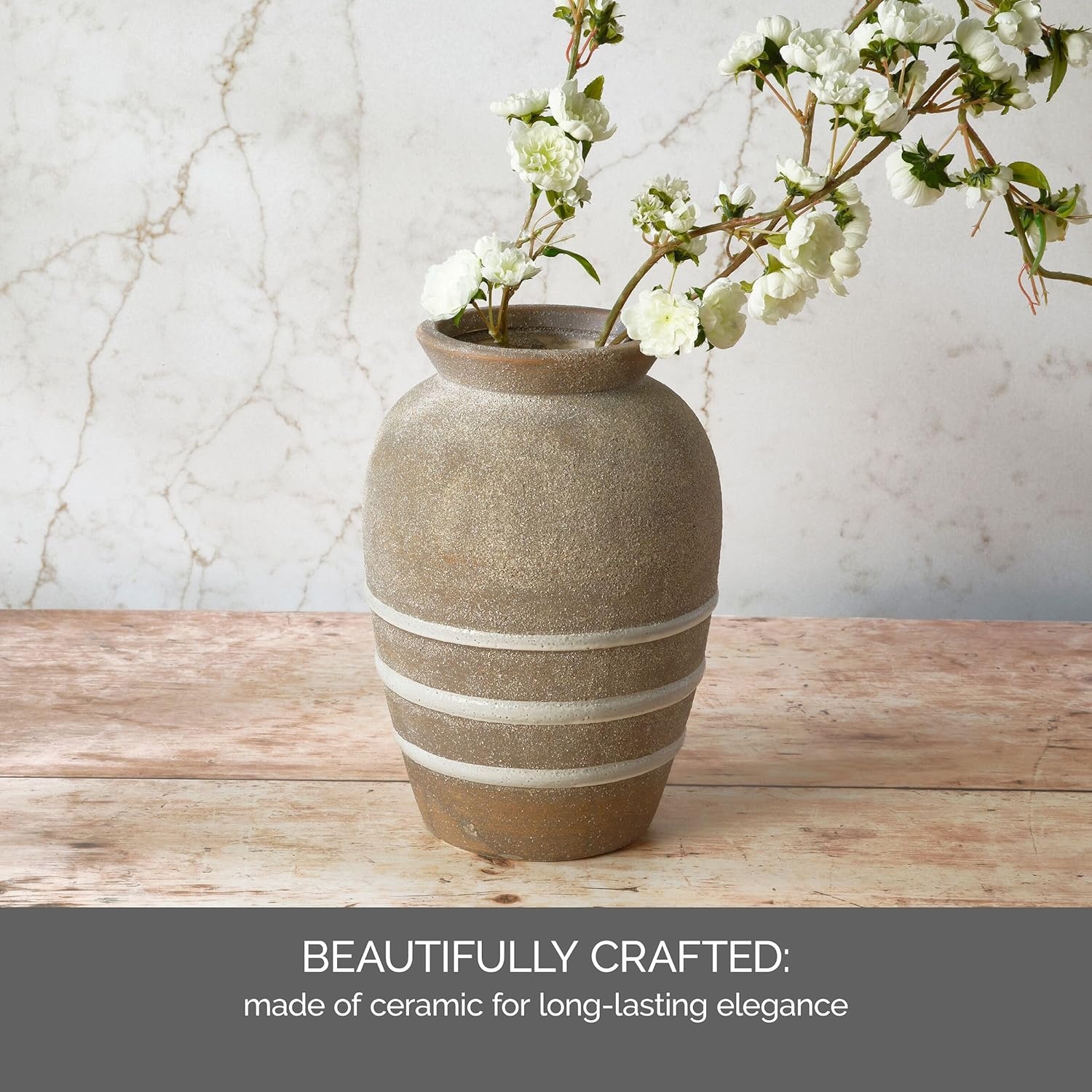 Mikasa Textured Stripe Ceramic Vase, 6.89×6.89×10.04(Multicolored) - view 3