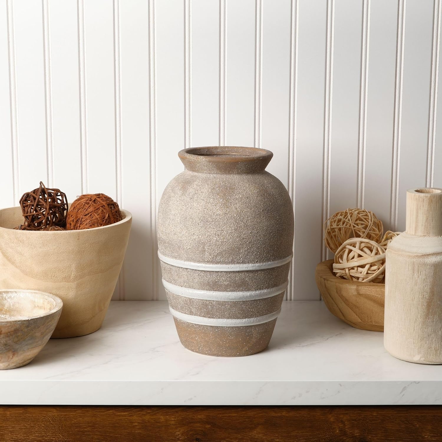 Mikasa Textured Stripe Ceramic Vase, 6.89×6.89×10.04(Multicolored) - view 4