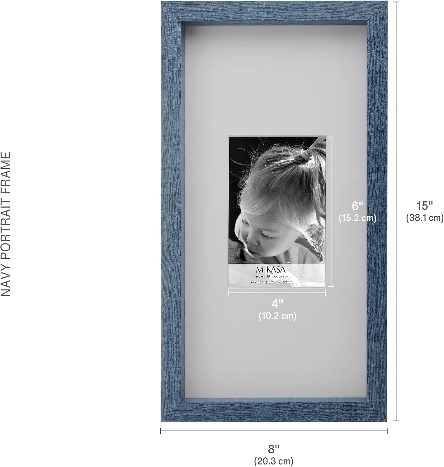 Mikasa Silver Gallery Frame-16 x 16 Matted to 5 x 7(Navy)