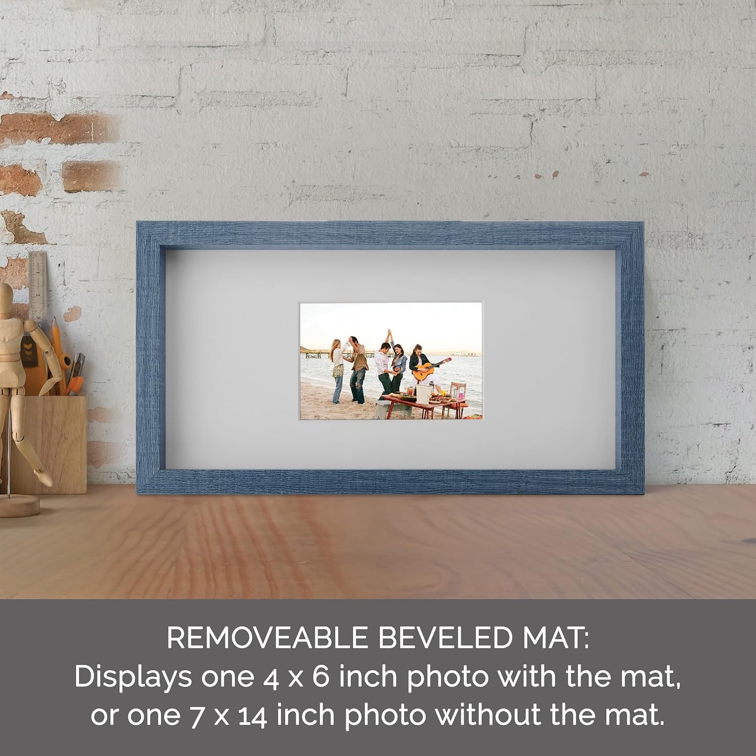 Mikasa Silver Gallery Frame-16 x 16 Matted to 5 x 7(Navy) - view 2