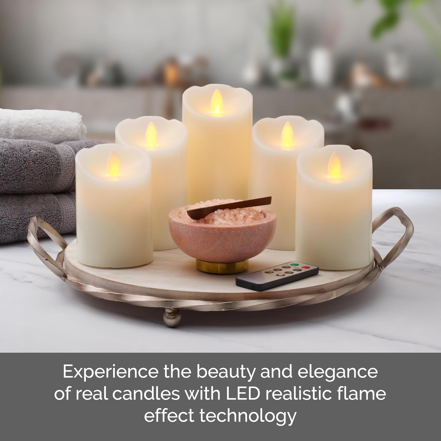 Mikasa Realistic Wax Flameless Candles, Exquisite White Battery Candles for Wedding, Christmas Decorations, and Everyday, 3×6 Inch(Set of 5) - view 2