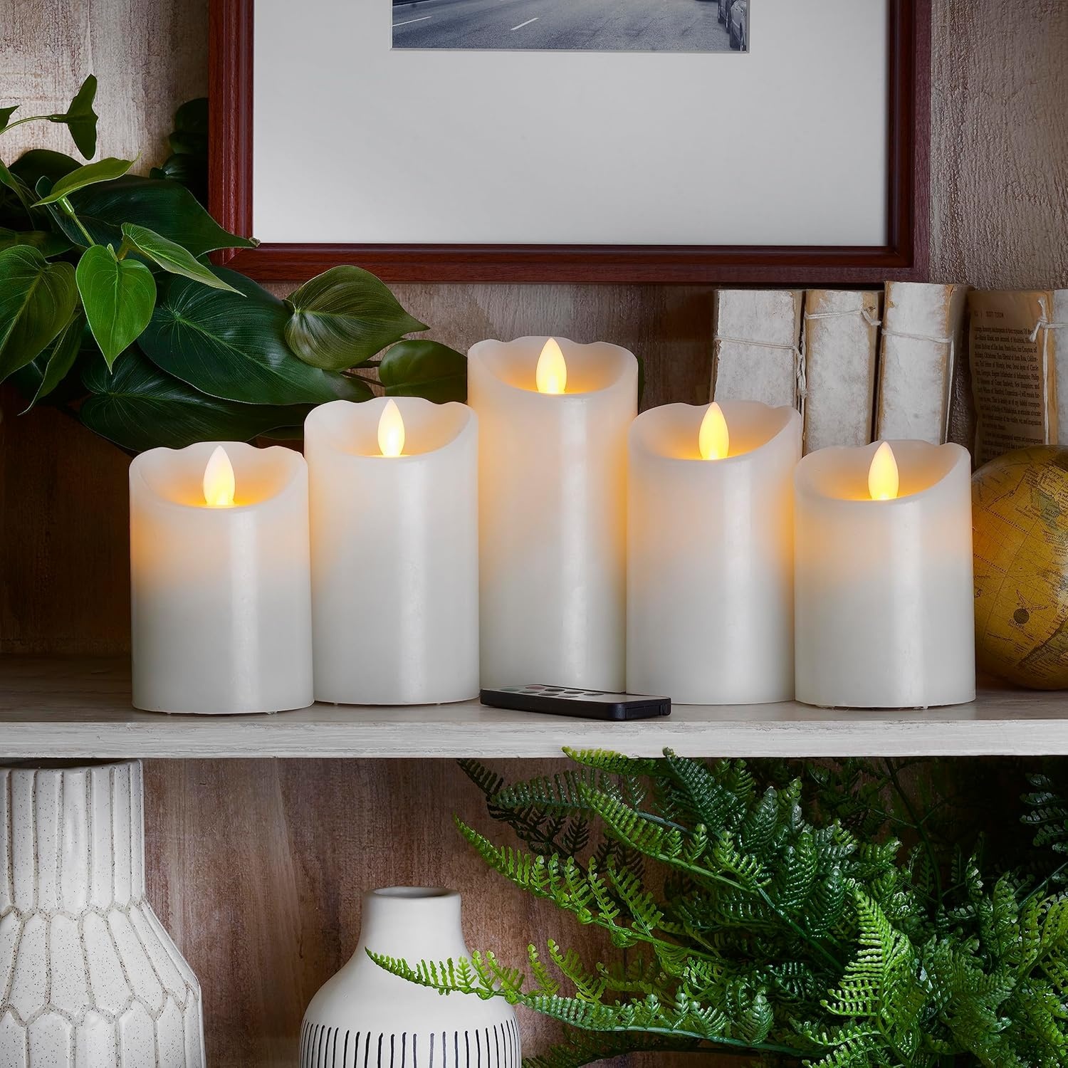 Mikasa Realistic Wax Flameless Candles, Exquisite White Battery Candles for Wedding, Christmas Decorations, and Everyday, 3×6 Inch(Set of 5) - view 4