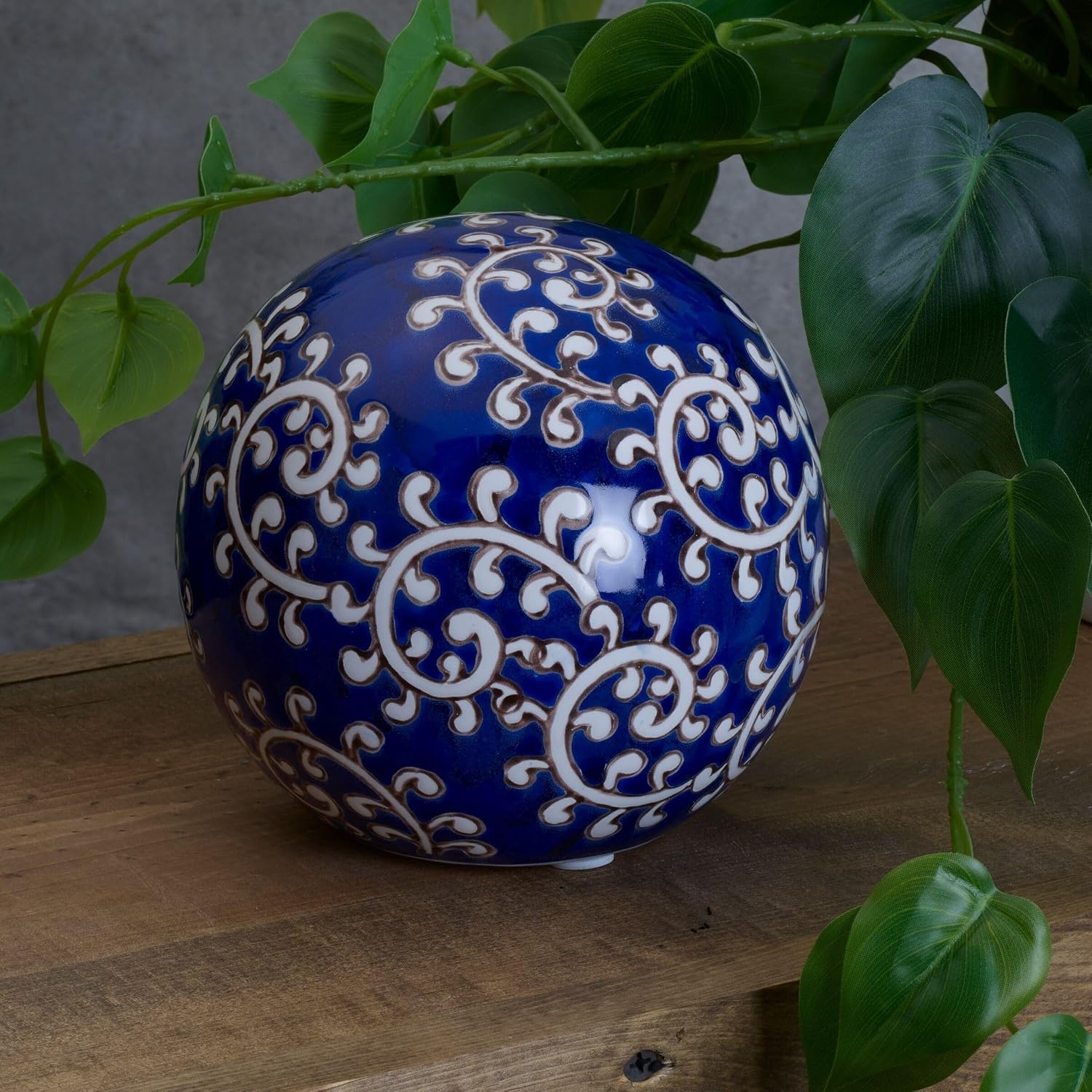 Mikasa Blue and White Flower Ceramic Decorative Sphere(Swirl) - view 4