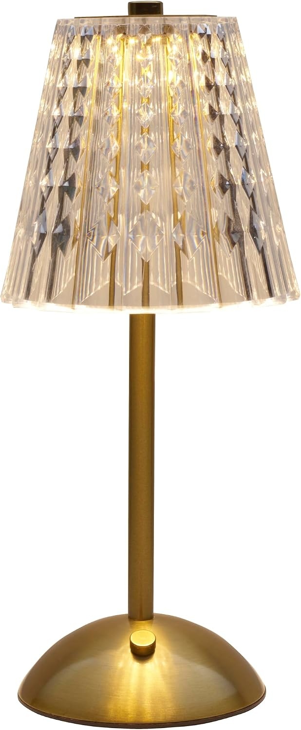 Mikasa Acrylic and Metal Rechargeable Cordless LED Lamp with Clear Shade, 5.9×5.9×11 Inch(Gold Tapered Drum Shade) - view 5