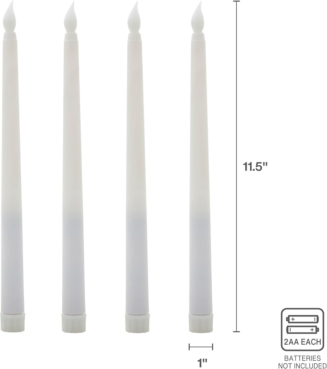Mikasa Real Wax Wavy Top Flameless Candles, Exquisite White Battery Candles for Wedding, Christmas Decorations, and Everyday, 3×8 Inch(Set of 4)