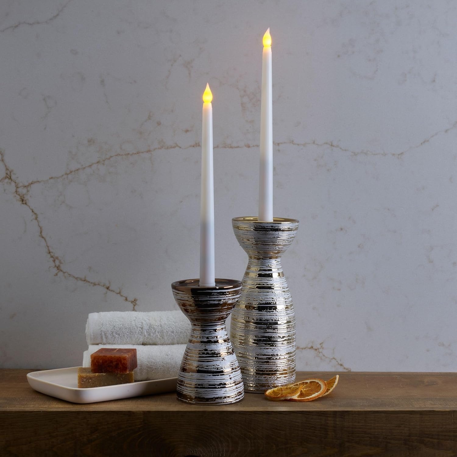 Mikasa Real Wax Wavy Top Flameless Candles, Exquisite White Battery Candles for Wedding, Christmas Decorations, and Everyday, 3×8 Inch(Set of 4) - view 5
