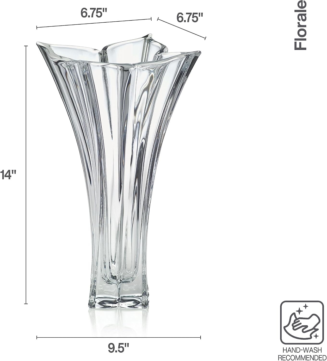 Mikasa Florale Crystal Vase, 14″ - view 3