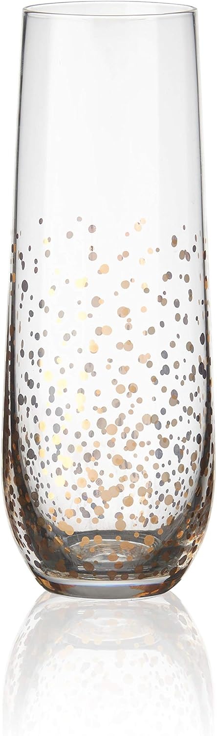 Mikasa Party 9.5-Ounce Stemless Flutes, Gold