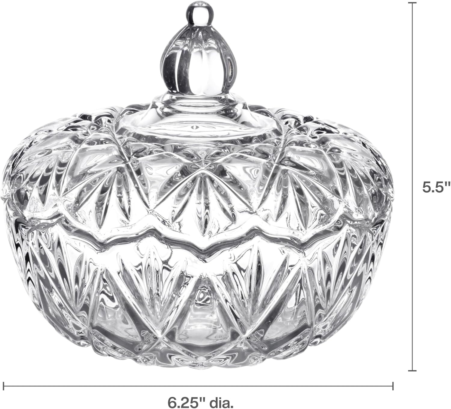 Mikasa Saturn Crystal Glass Candy Dish with Lid, 6.25 Inch Covered Candy Bowl, Elegant Serveware for Home Entertaining, Sparkling Accent Piece, Comes in Gift Box(6.25-Inch)