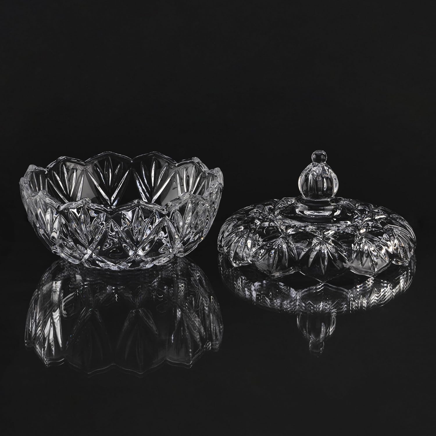 Mikasa Saturn Crystal Glass Candy Dish with Lid, 6.25 Inch Covered Candy Bowl, Elegant Serveware for Home Entertaining, Sparkling Accent Piece, Comes in Gift Box(6.25-Inch) - view 4