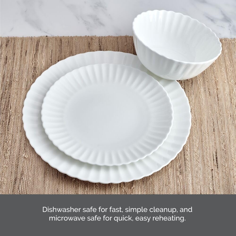 Mikasa Isadora Scalloped Bone China Lightweight Chip Resistant 12 Piece Dinnerware Set, Service for 4 - view 3