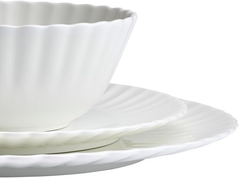 Mikasa Isadora Scalloped Bone China Lightweight Chip Resistant 12 Piece Dinnerware Set, Service for 4 - view 7