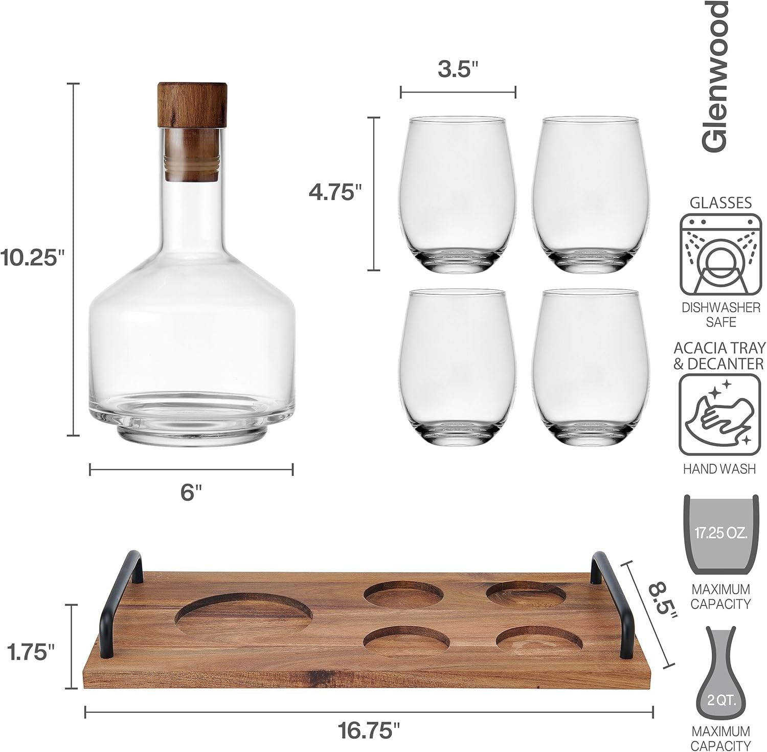 Mikasa Glenwood Party Punch Bowl Set with Punch Cups and Ladle, 8 Piece(Decanter Set)