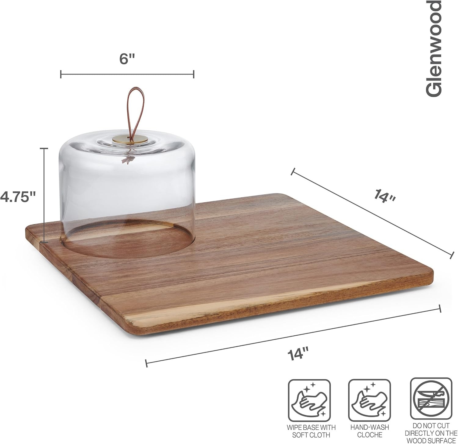 Mikasa Glenwood Party Punch Bowl Set with Punch Cups and Ladle, 8 Piece(Square Serve Board)