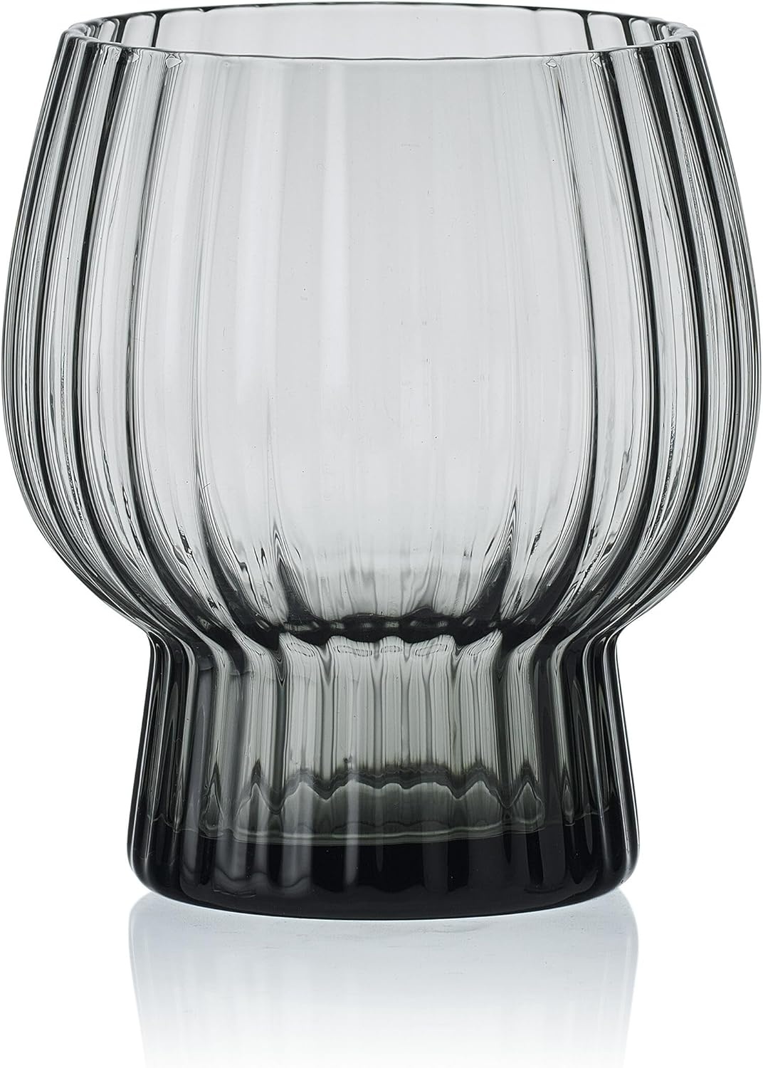 Mikasa Phoebe Modern 14 Oz. Optic Double Old Fashioned Rocks Beverage Juice Glasses, Set of 4, Amber(Gray) - view 2