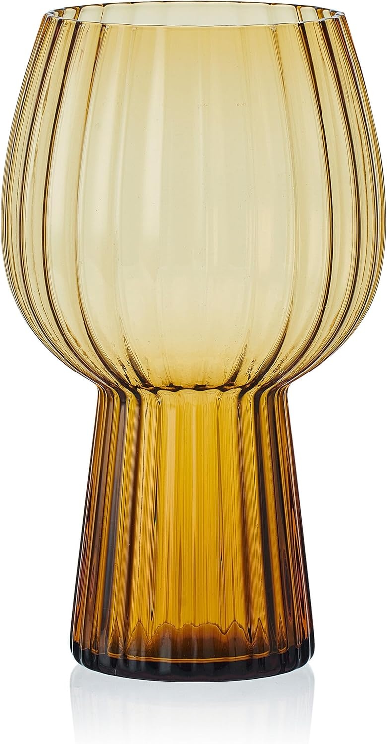 Mikasa Phoebe Modern 19 Oz. Optic Goblet Cups Tall Drinking Glasses, Set of 4, Amber(Amber) - view 2