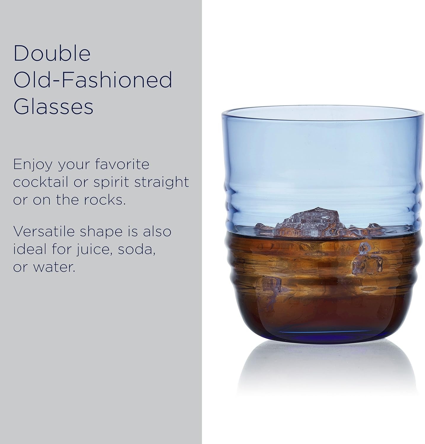 Mikasa Ciara 14 Oz. Double Old Fashioned Rocks Juice Water Beverage Cups, Set of 4, Cobalt - view 3