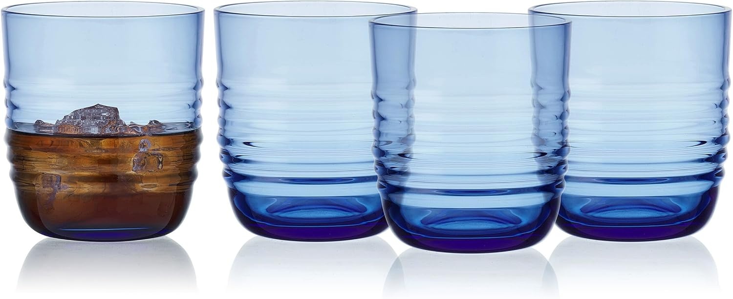 Mikasa Ciara 14 Oz. Double Old Fashioned Rocks Juice Water Beverage Cups, Set of 4, Cobalt - view 5