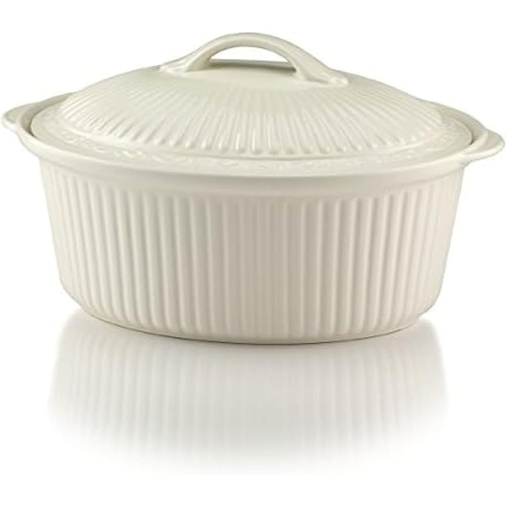 Mikasa Italian Countryside Round Casserole Dish with Lid, White, 1.5-Quart – DD900-621