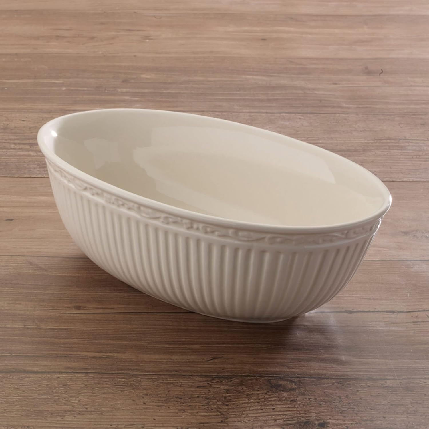 Mikasa Italian Countryside Oval Serving Bowl, 10.5″, White