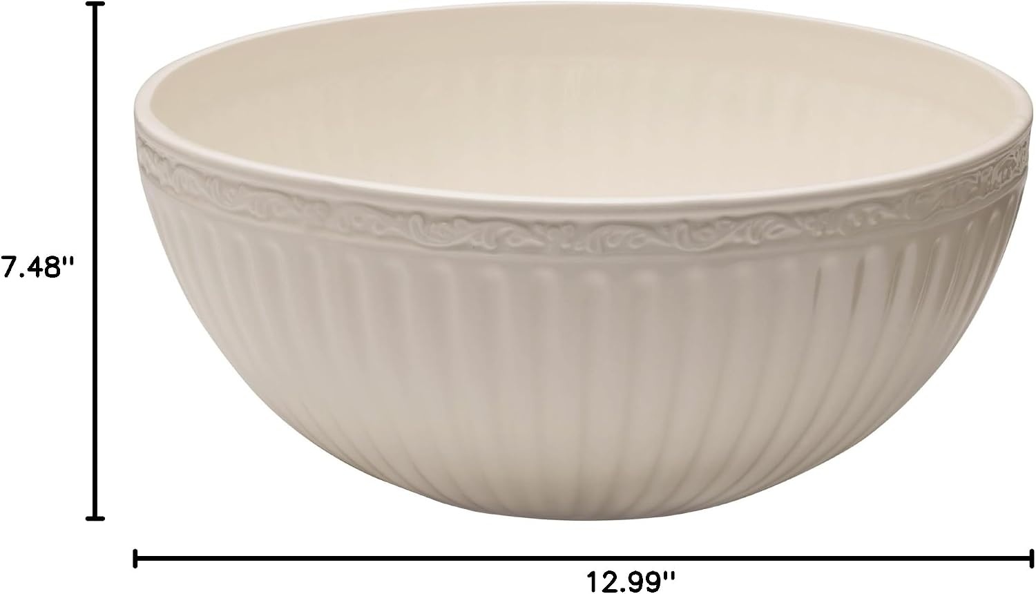 Mikasa Italian Countryside Salad Serving Bowl with Serving Utensils, White - view 3