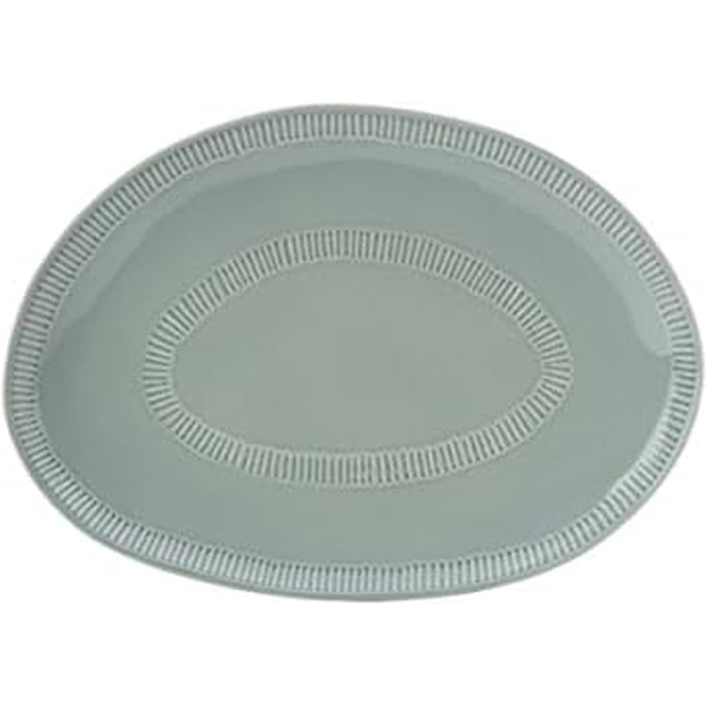Mikasa Swirl Ombre White Oval Platter, 13.75 Inch, Blue Banded(Blue)