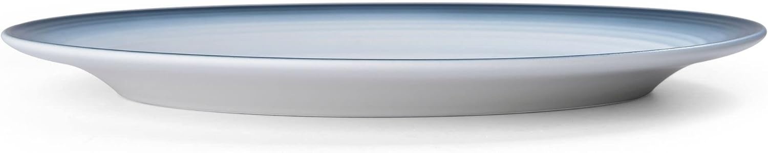 Mikasa Swirl Ombre White Oval Platter, 13.75 Inch, Blue Banded(White)
