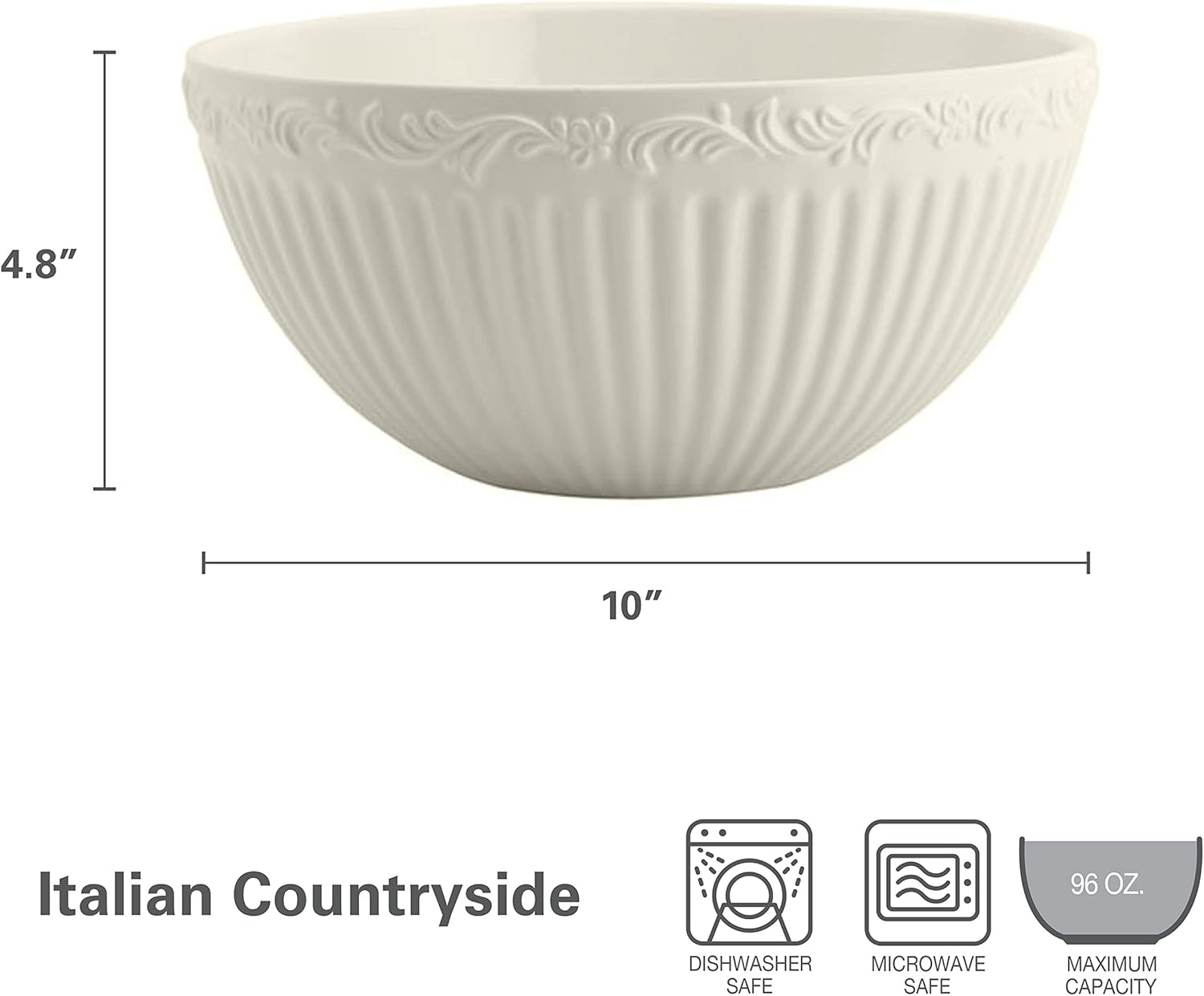 Mikasa Italian Countryside Serving Bowl, 10-Inch, White – 5085633 - view 2