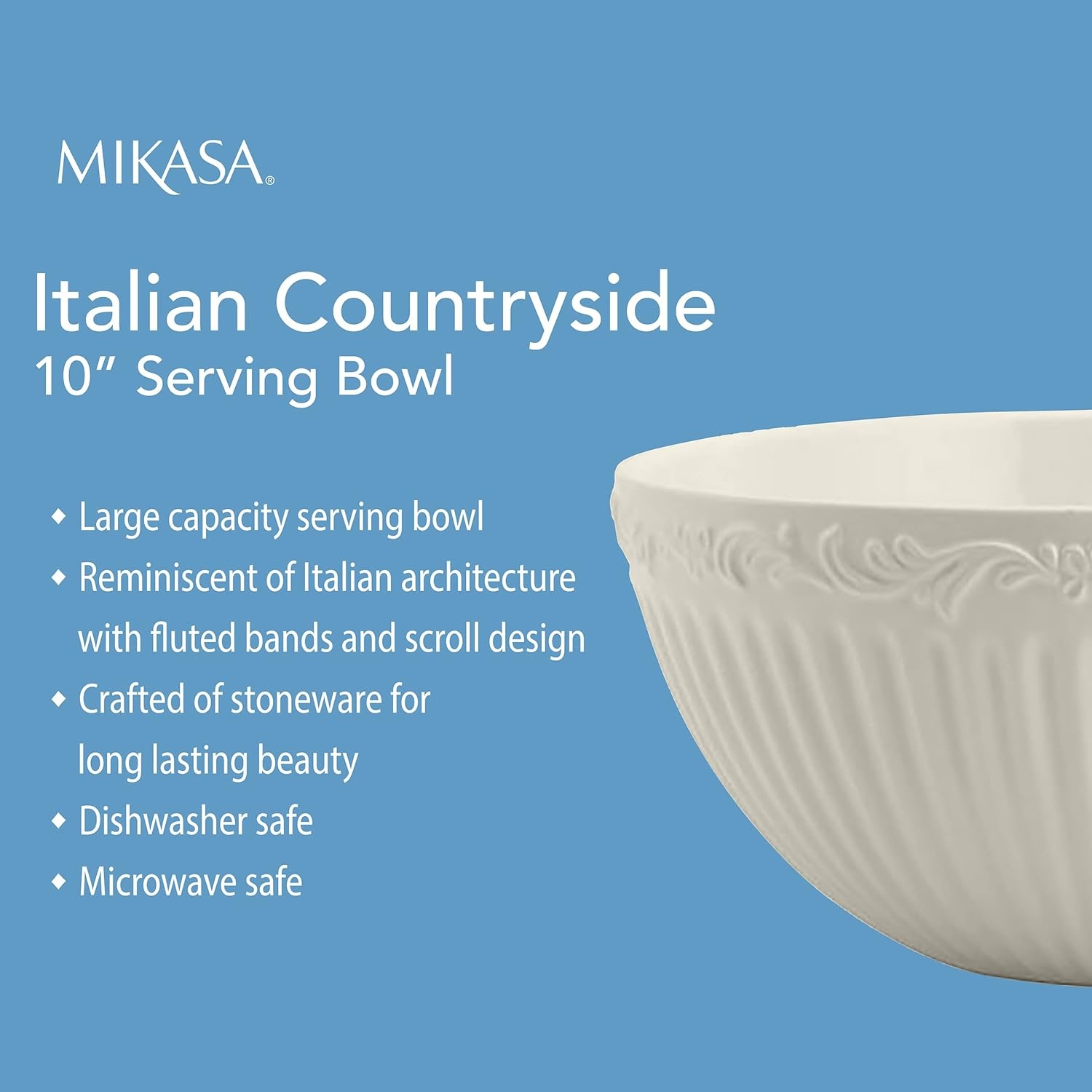Mikasa Italian Countryside Serving Bowl, 10-Inch, White – 5085633 - view 3