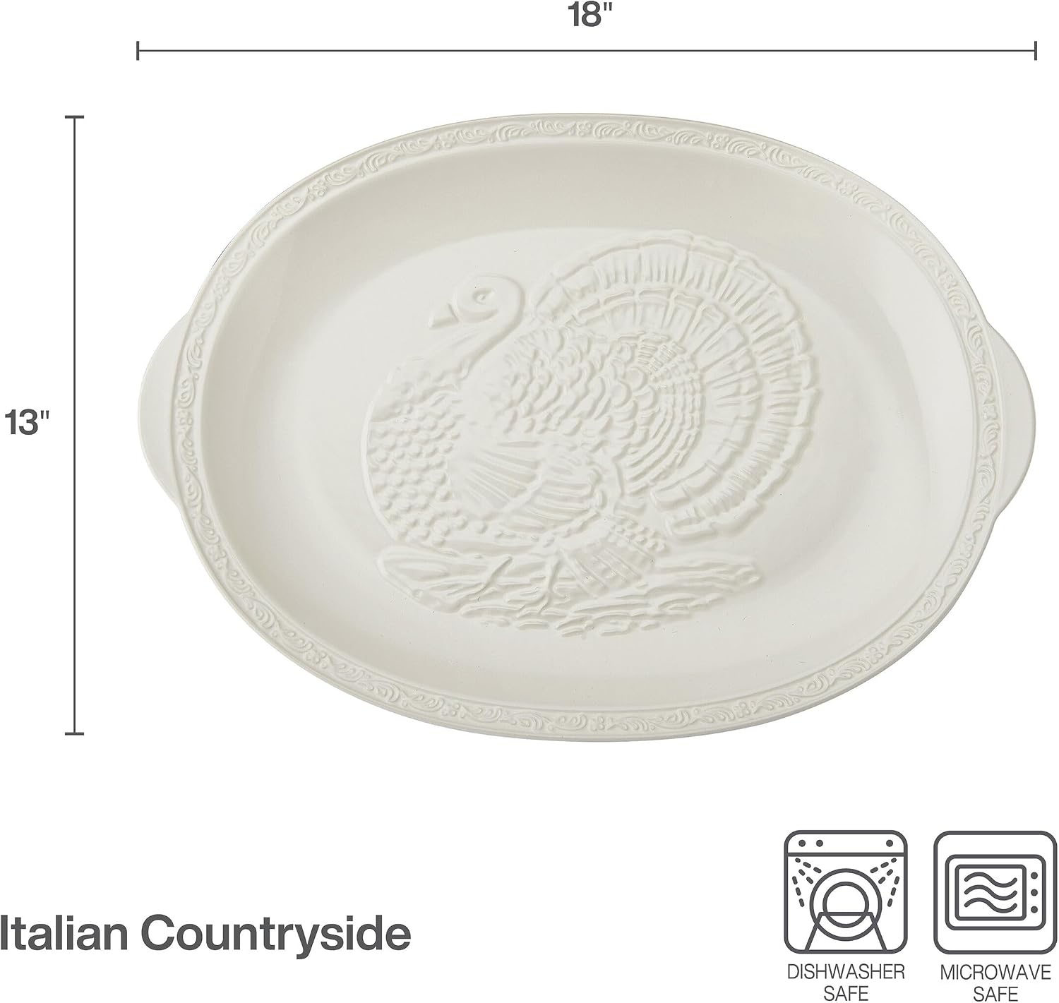 Mikasa Italian Countryside Thanksgiving Turkey Large Serving Platter, 18 Inch - view 2