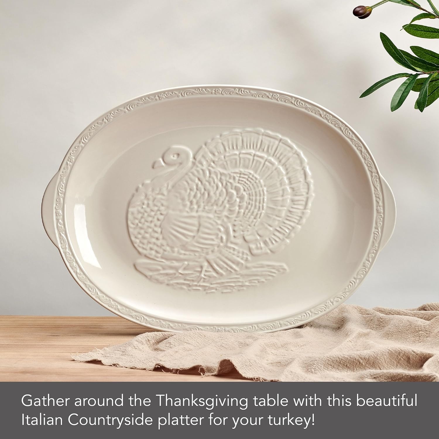 Mikasa Italian Countryside Thanksgiving Turkey Large Serving Platter, 18 Inch - view 3