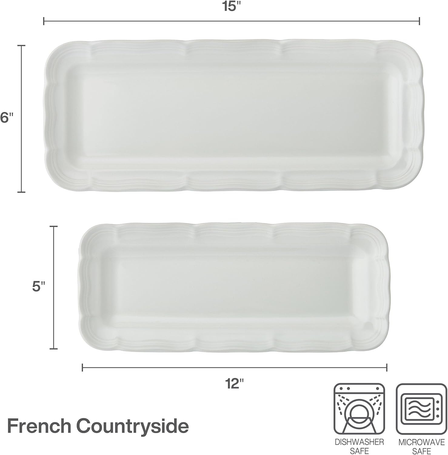 Mikasa French Countryside Bread Tray Serving Platters, Set of 2, 12 Inch and 15 Inch