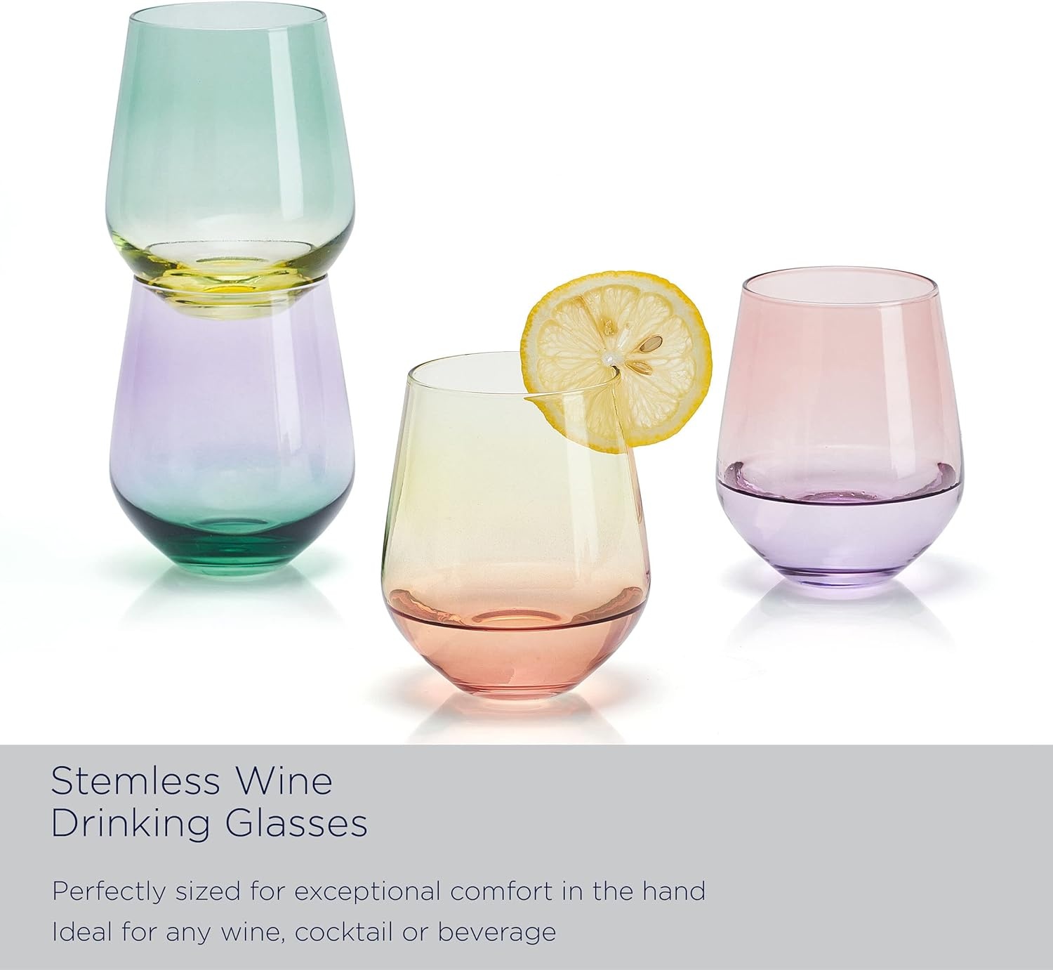 Mikasa Chroma Set of 4 Stemless Wine Glasses, 13 Ounce(Stemless Wine Glasses) - view 3