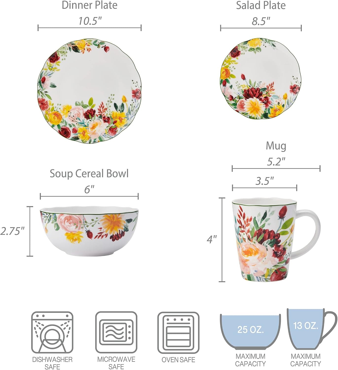 Mikasa Clara Bone China Lightweight Chip Resistant 16 Piece Dinnerware Set, Service For 4 - view 3