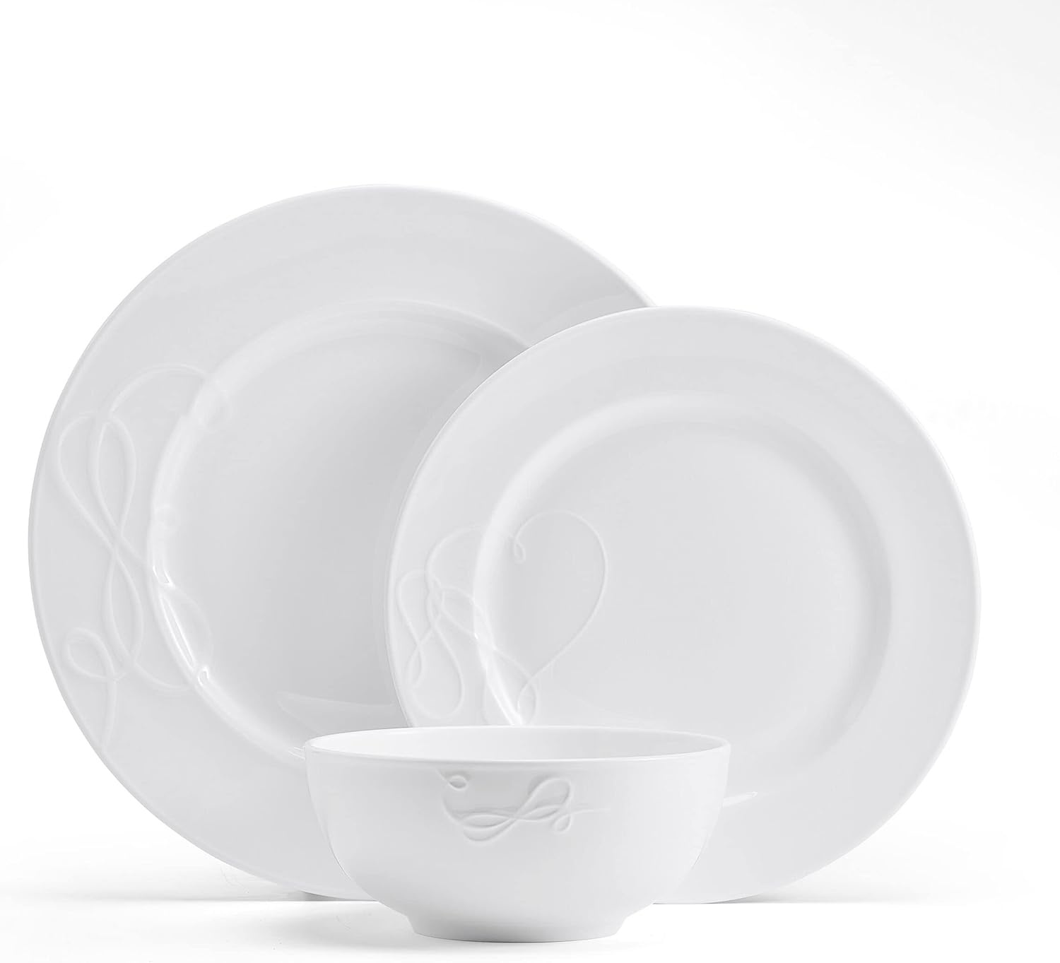 Mikasa Love Story White Chip Resistant 18 Piece Dinnerware Set, Service for 6