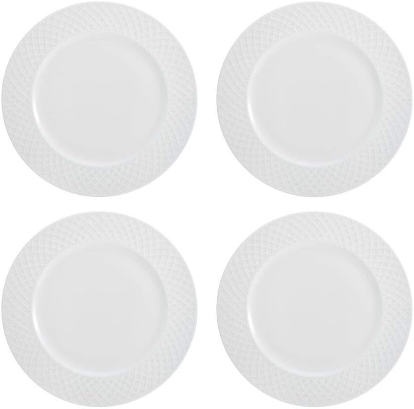 Mikasa Trellis 16-Piece Bone China Dinnerware Set, White, Includes Dinner Plates, Salad Plates, Cereal Bowls and Mugs, Dishwasher Safe(Dinnerware Set)
