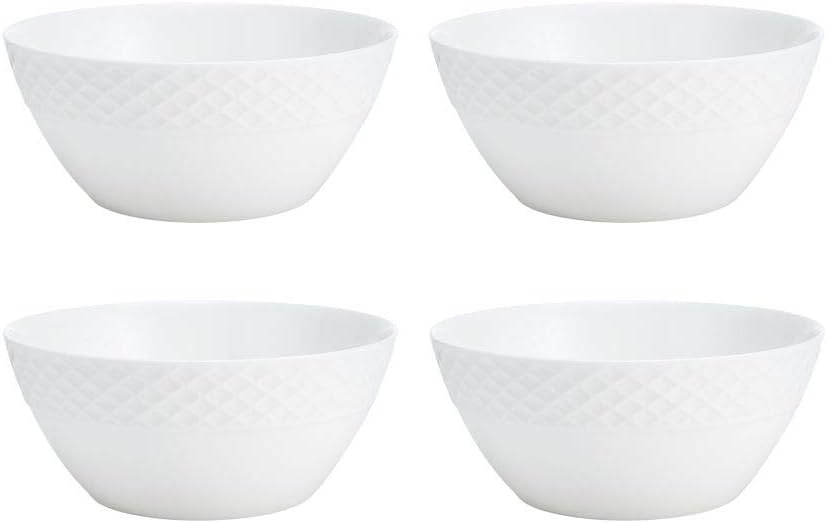 Mikasa Trellis 16-Piece Bone China Dinnerware Set, White, Includes Dinner Plates, Salad Plates, Cereal Bowls and Mugs, Dishwasher Safe(Dinnerware Set) - view 3