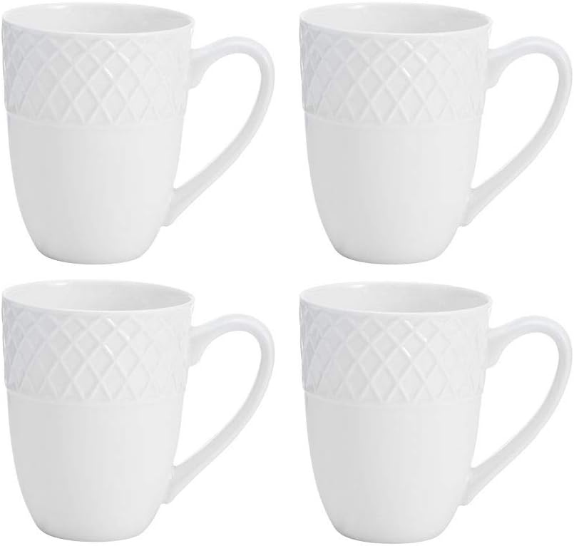 Mikasa Trellis 16-Piece Bone China Dinnerware Set, White, Includes Dinner Plates, Salad Plates, Cereal Bowls and Mugs, Dishwasher Safe(Dinnerware Set) - view 4